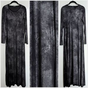 RARE Ovate Maxi Dress Long Sleeve Gunmetal Silver Grey